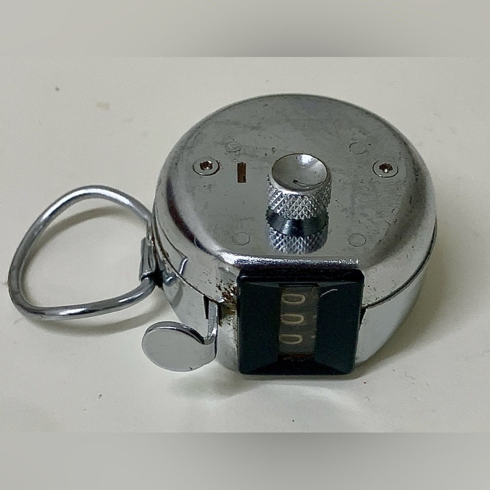 Vintage Metal Handheld Manual Finger Loop Push Button Tally Counter